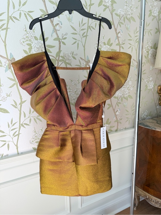 Ronny Kobo Collection Dresses & Skirts - Ronny Kobo Black and Gold Metallic Ruffle Dress